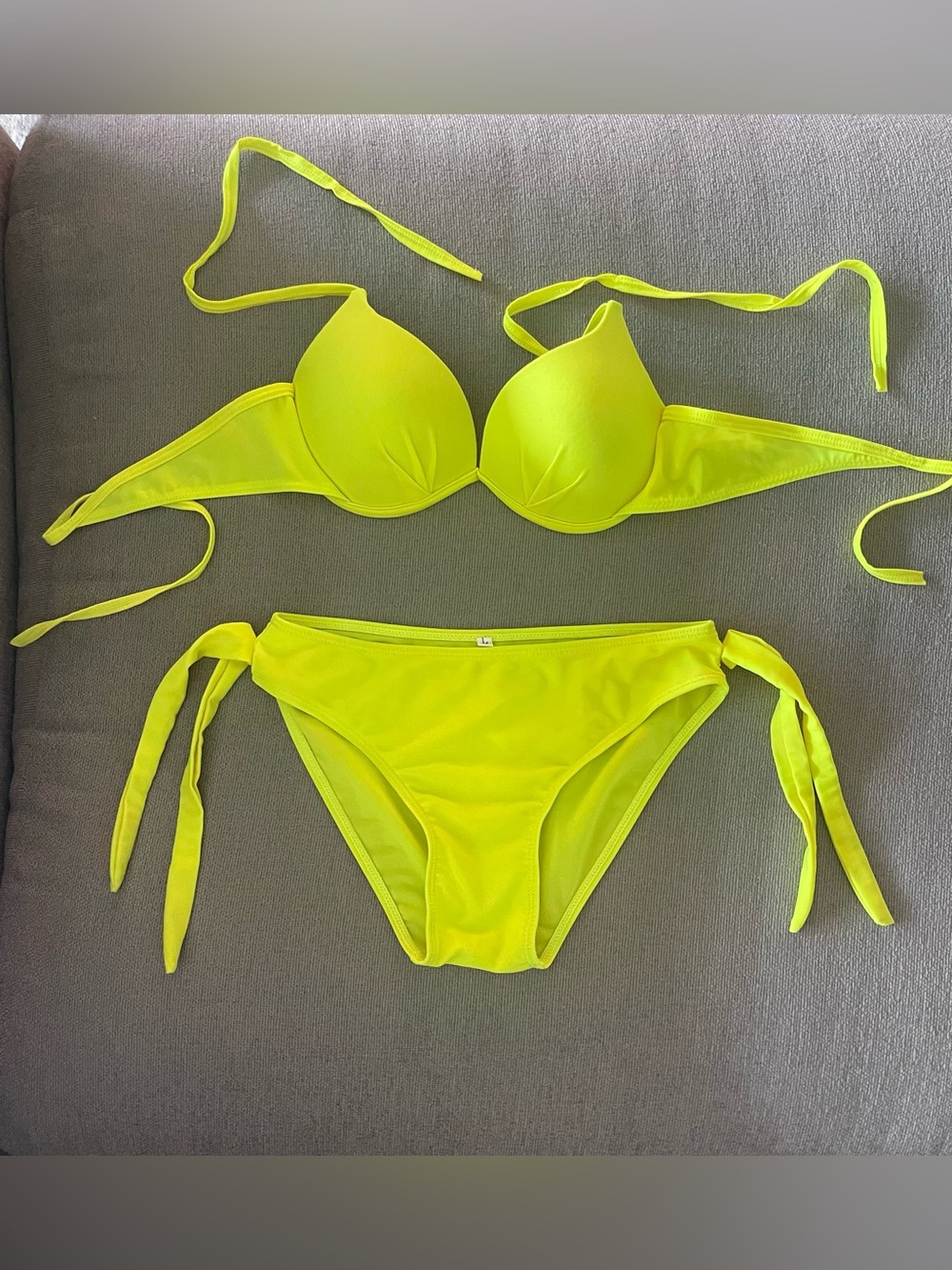 Neon Yellow Tie-Side Women's Bikini Set